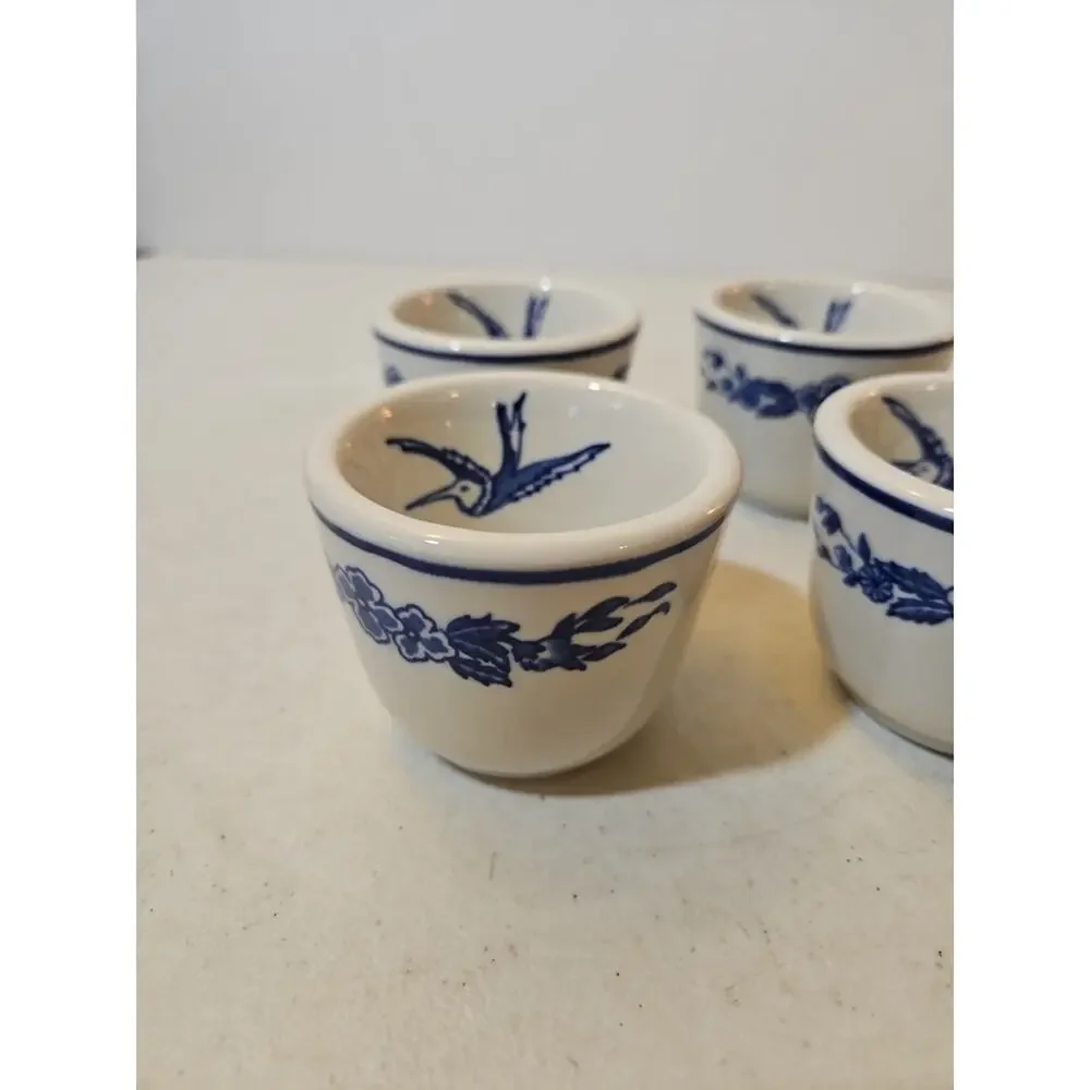Set Of 4 Vintage Jackson China Restaurant Ware Hummingbird Custard Cups